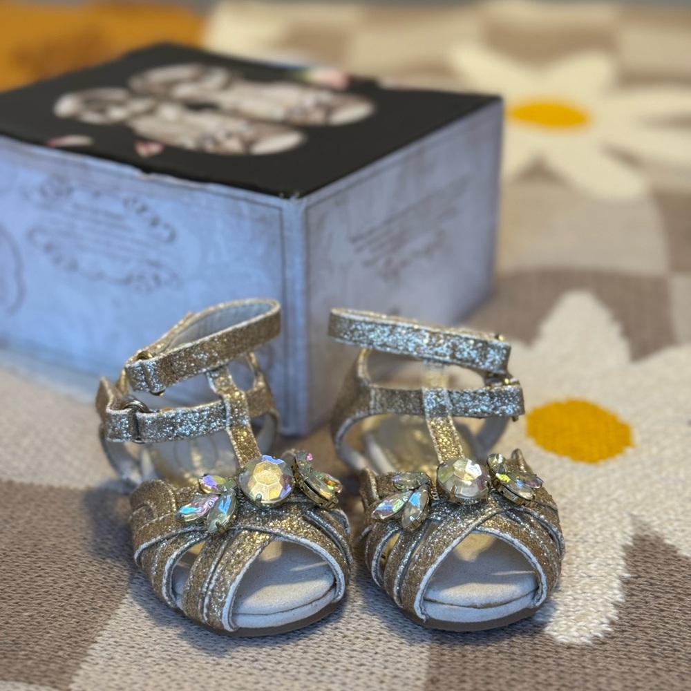 Joyfolie Glittery Gold Kids Dress Shoes